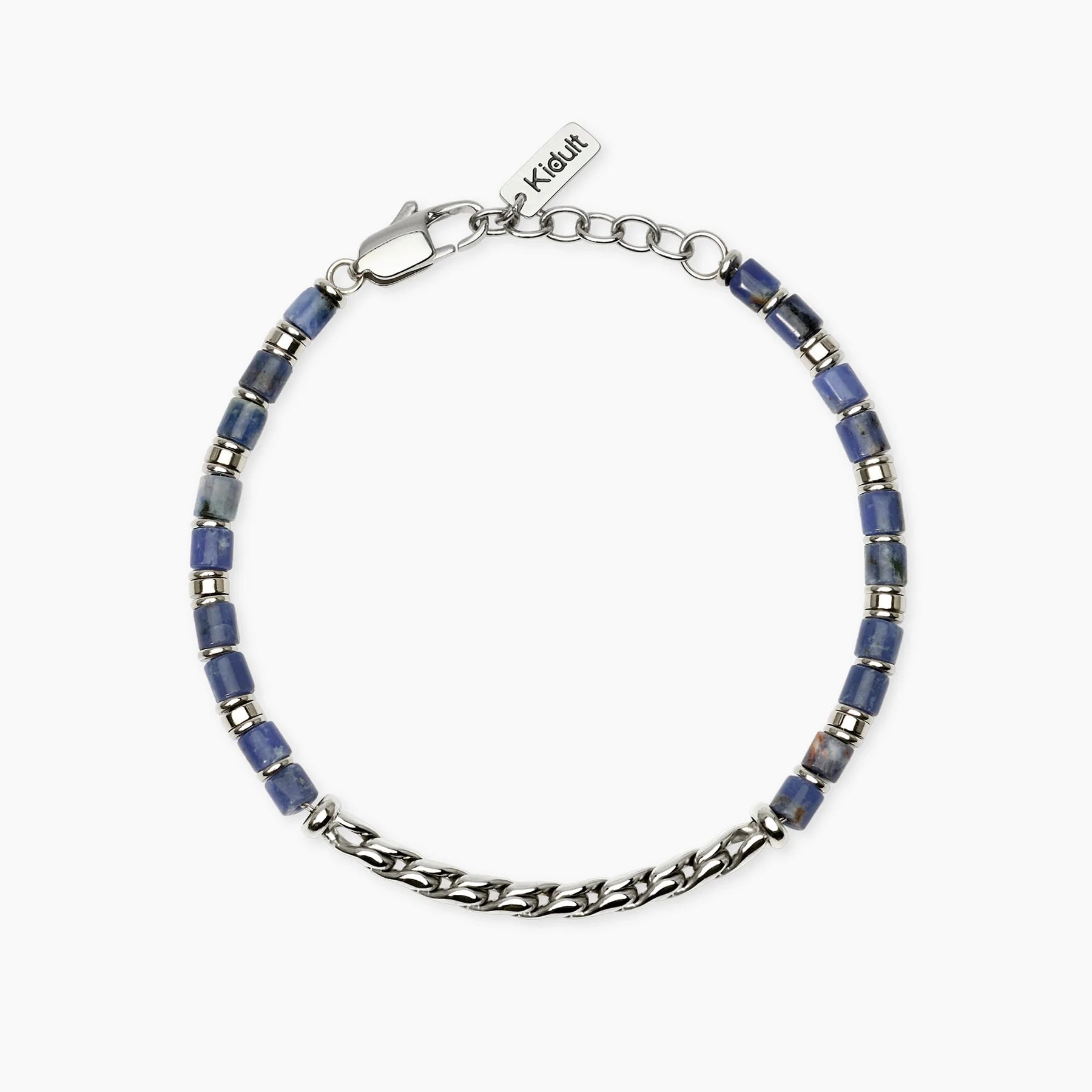 Kidult Style 68 | Bracciale uomo in acciaio con catena cardano e sodalite blu | 831301