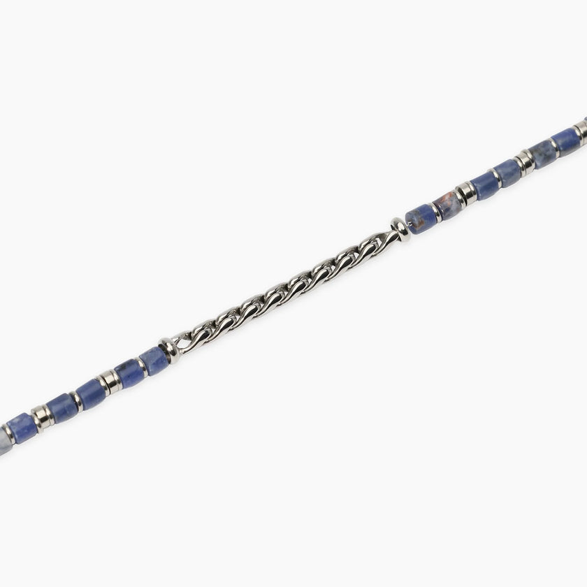 Kidult Style 68 | Bracciale uomo in acciaio con catena cardano e sodalite blu | 831301