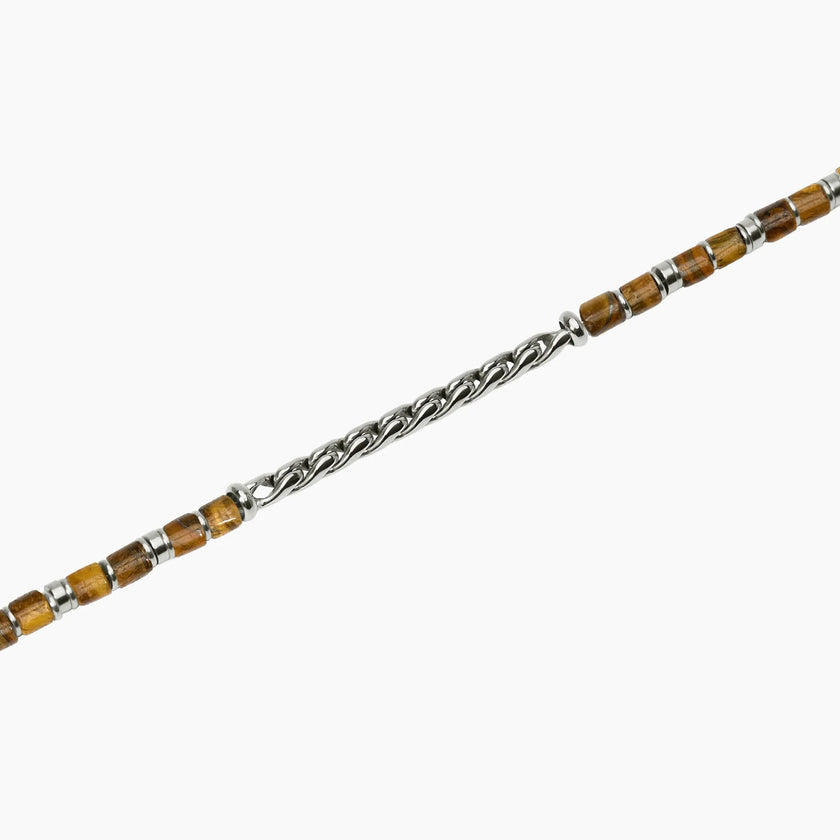 Kidult Style 68 | Bracciale uomo in acciaio con catena cardano e occhio di tigre | 831302