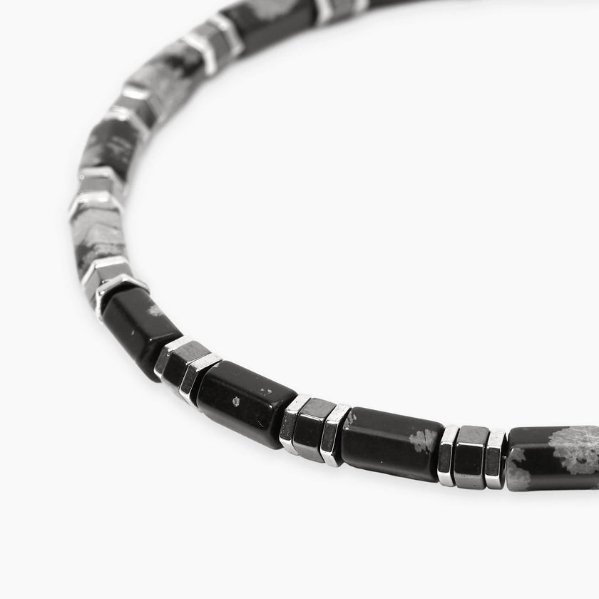 Kidult Style 65 | Bracciale uomo in acciaio con ossidiana e ematite | 831303