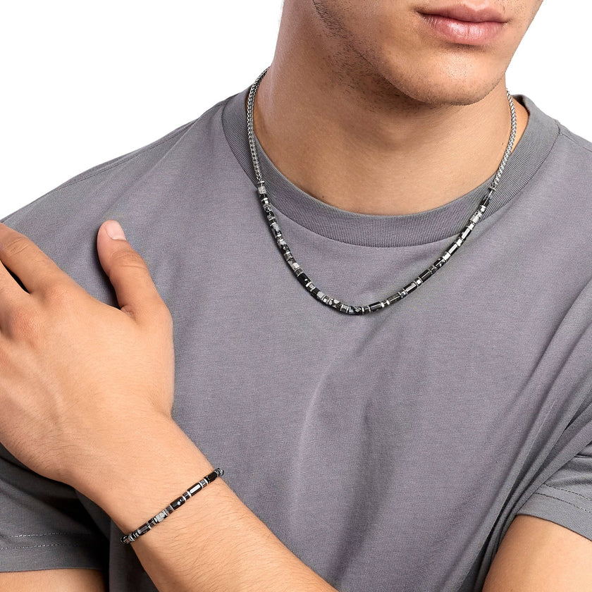 Kidult Style 65 | Bracciale uomo in acciaio con ossidiana e ematite | 831303