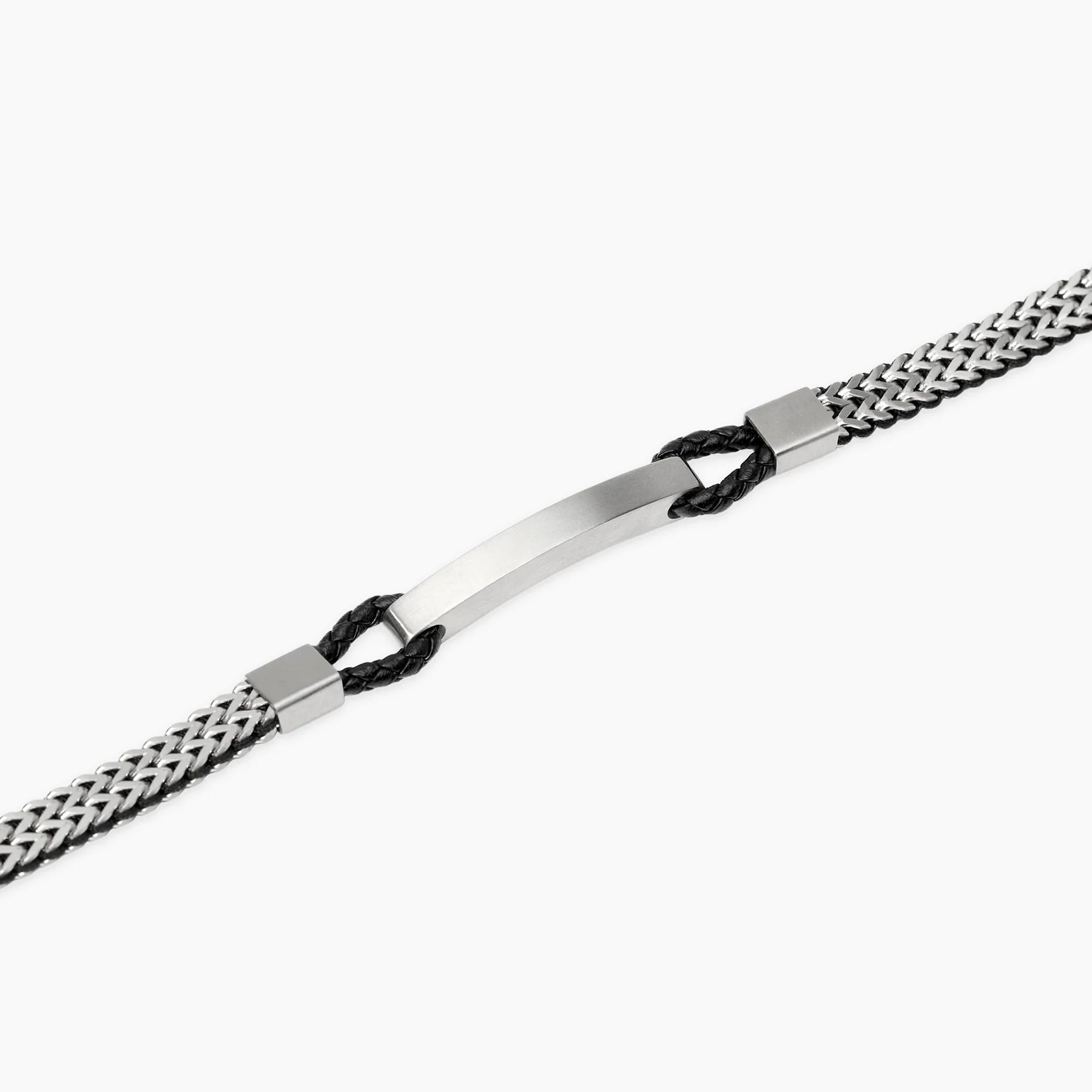 Kidult Style 43 | Bracciale uomo in acciaio con catene franco e lab leather nera | 831309