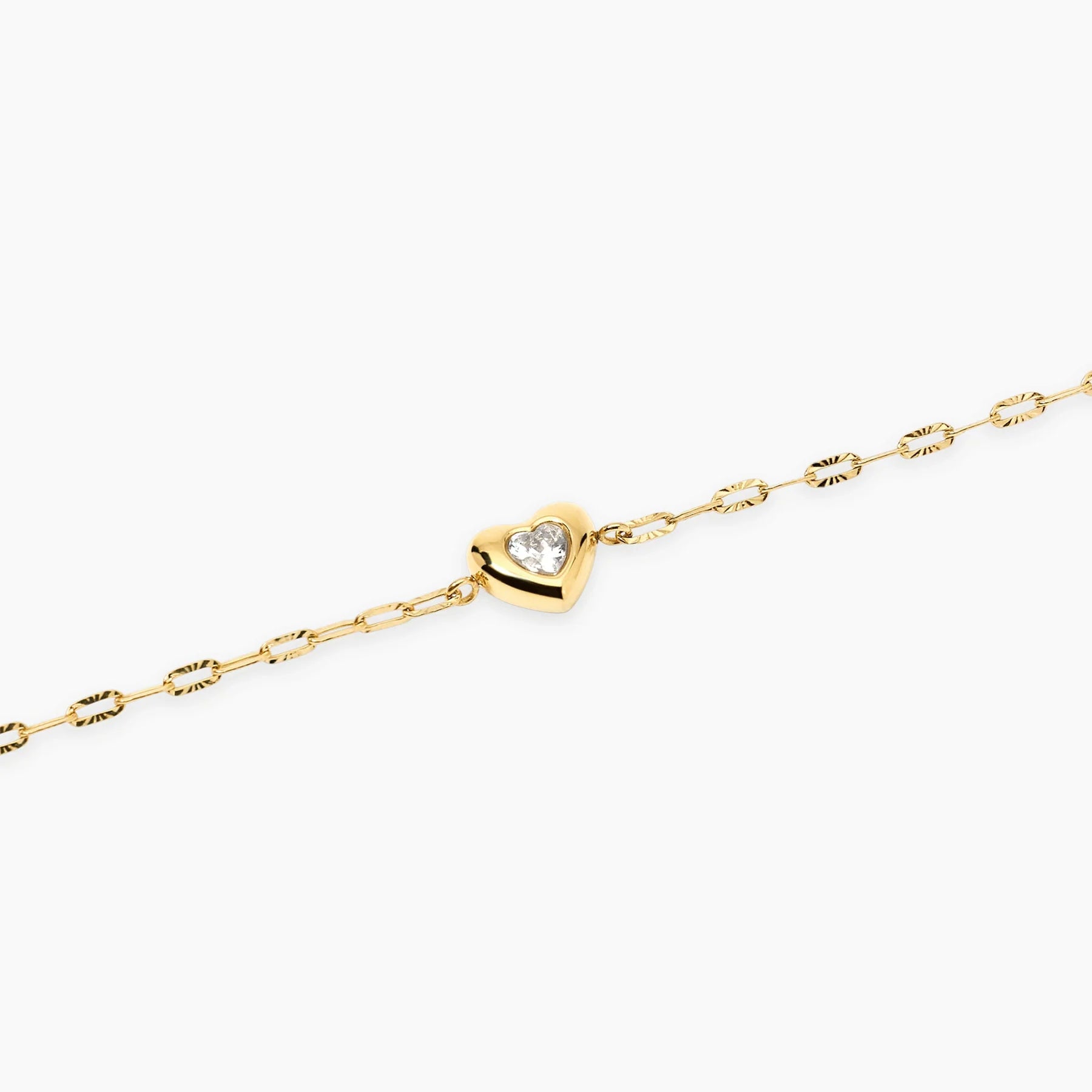 Kidult Style 96 | Bracciale in acciaio dorato con catena martellata e cuore con cristallo | 831312