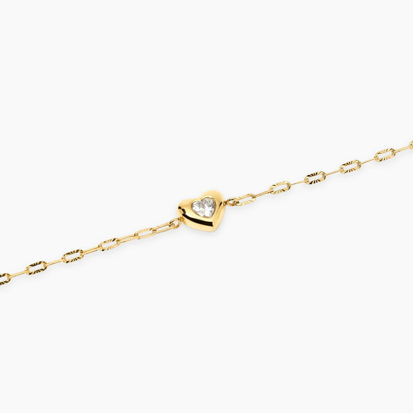 Kidult Style 96 | Bracciale in acciaio dorato con catena martellata e cuore con cristallo | 831312