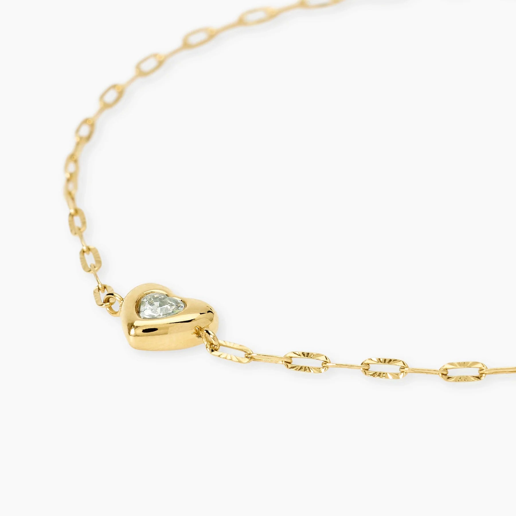 Kidult Style 96 | Bracciale in acciaio dorato con catena martellata e cuore con cristallo | 831312