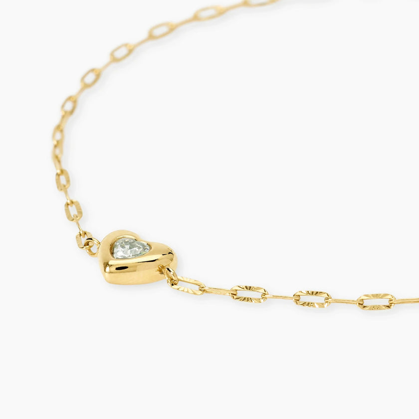 Kidult Style 96 | Bracciale in acciaio dorato con catena martellata e cuore con cristallo | 831312