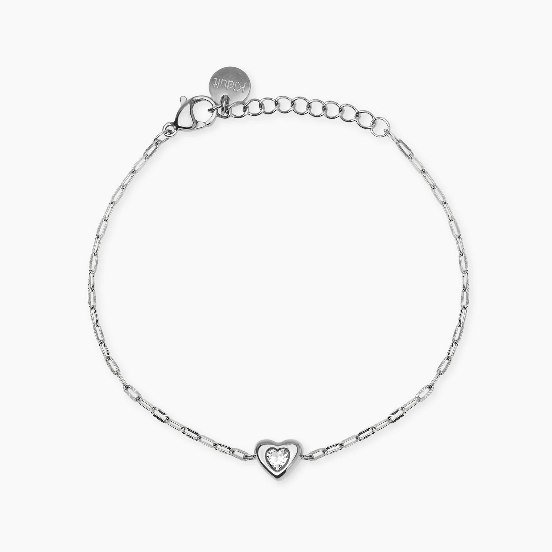 Kidult Style 96 | Bracciale in acciaio con catena martellata e cuore con cristallo | 831313
