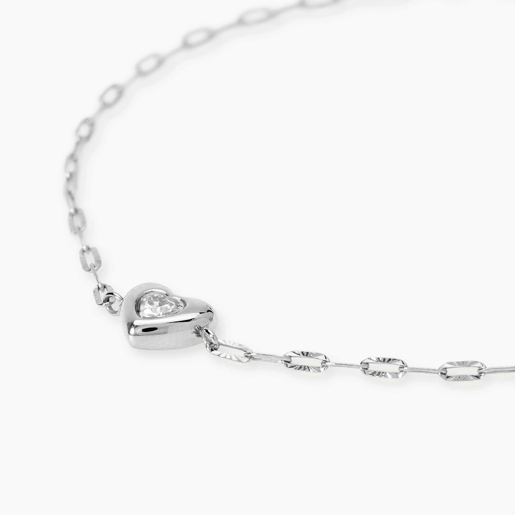 Kidult Style 96 | Bracciale in acciaio con catena martellata e cuore con cristallo | 831313