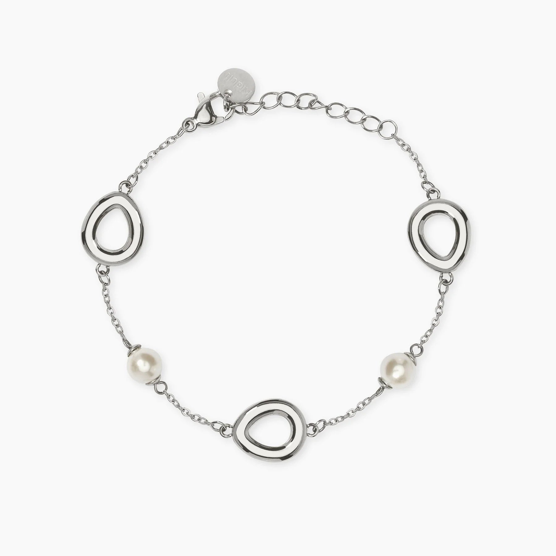Kidult Style 92 | Bracciale in acciaio con catena rolò e perle conchiglia con elementi goccia | 831317