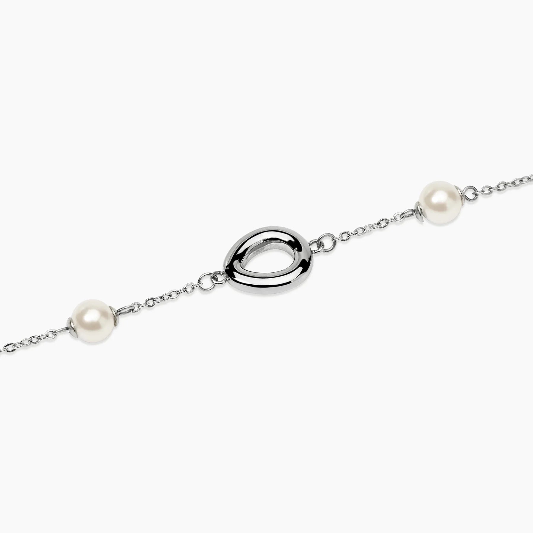 Kidult Style 92 | Bracciale in acciaio con catena rolò e perle conchiglia con elementi goccia | 831317