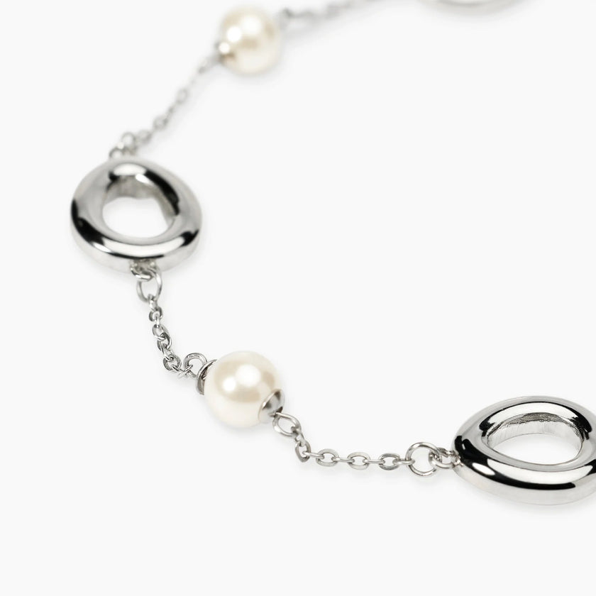 Kidult Style 92 | Bracciale in acciaio con catena rolò e perle conchiglia con elementi goccia | 831317