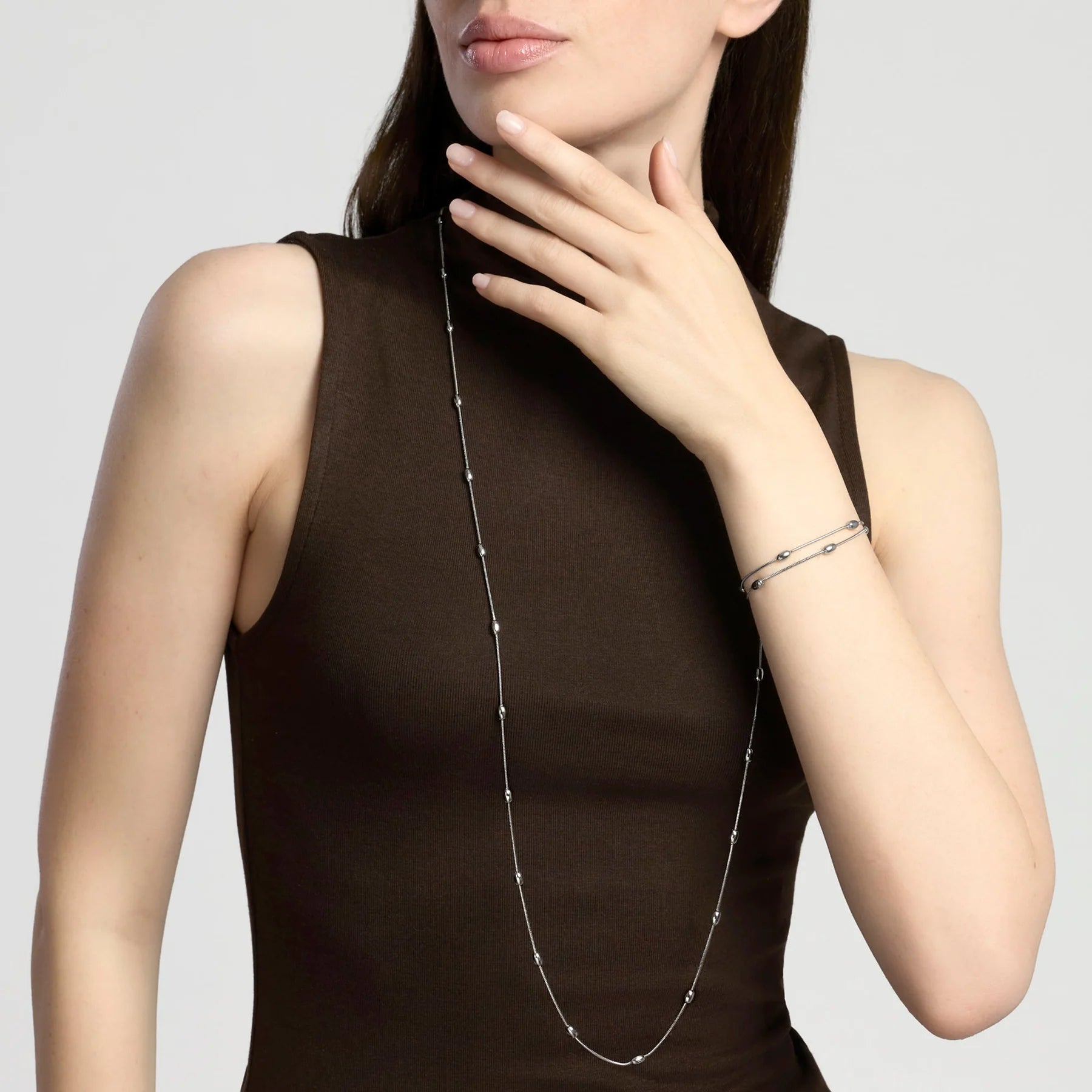 Kidult Style 85 | Bracciale in acciaio con catene snake ed elementi ovali | 831329