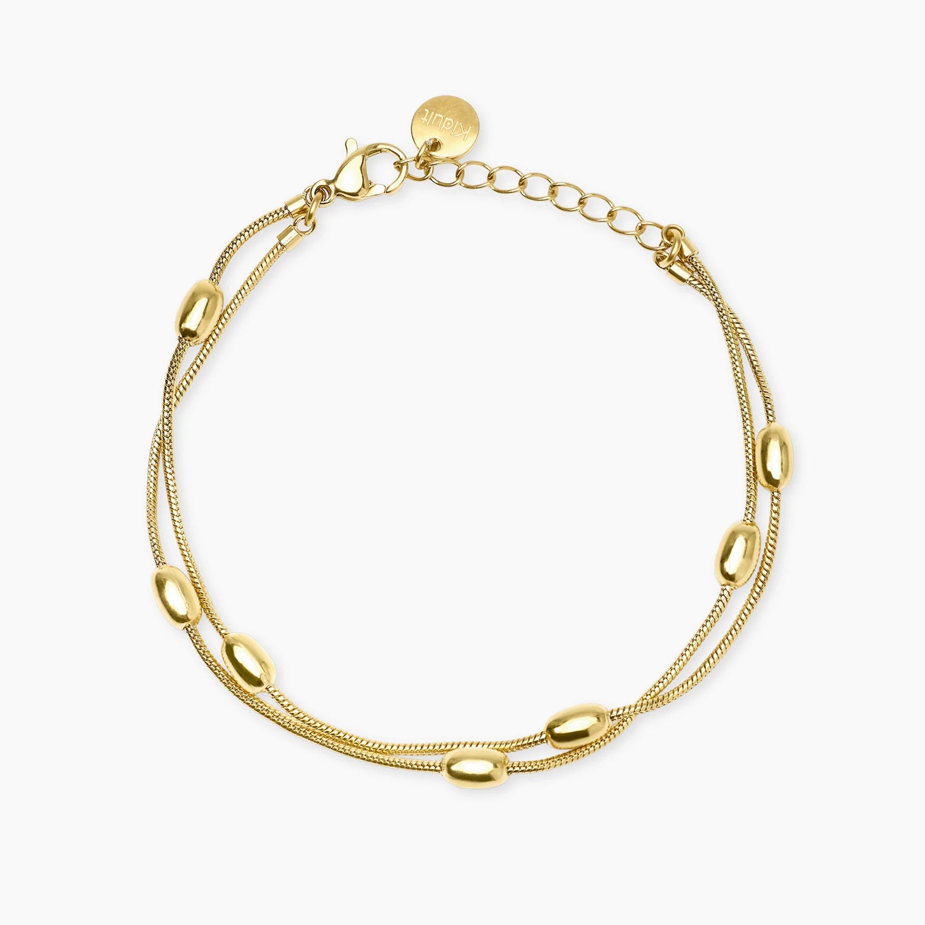 Kidult Style 85 | Bracciale in acciaio dorato con catene snake ed elementi ovali | 831330