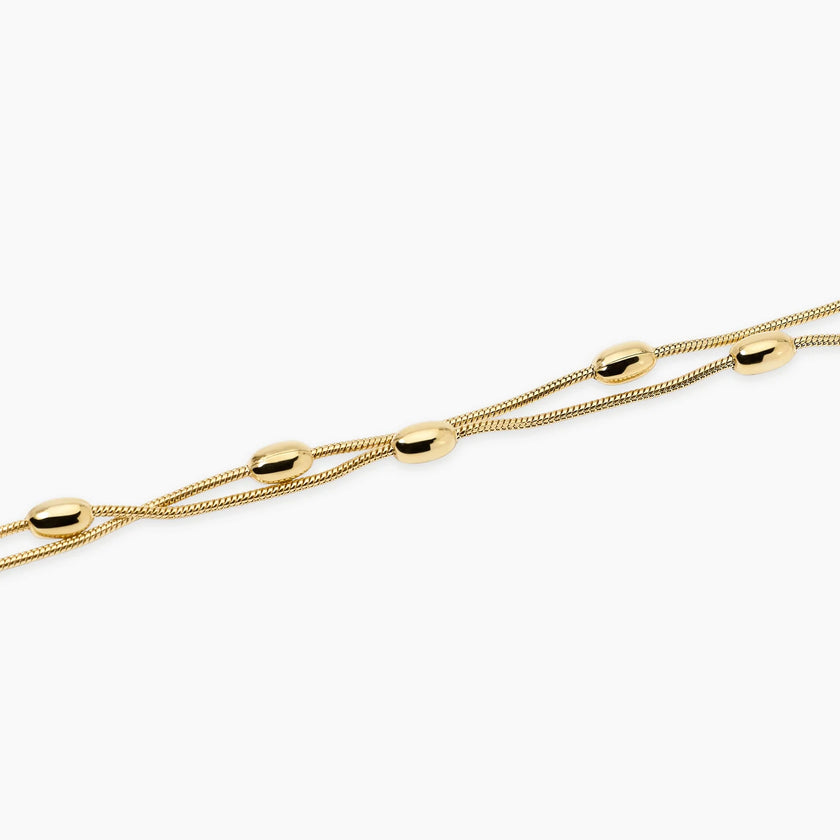 Kidult Style 85 | Bracciale in acciaio dorato con catene snake ed elementi ovali | 831330