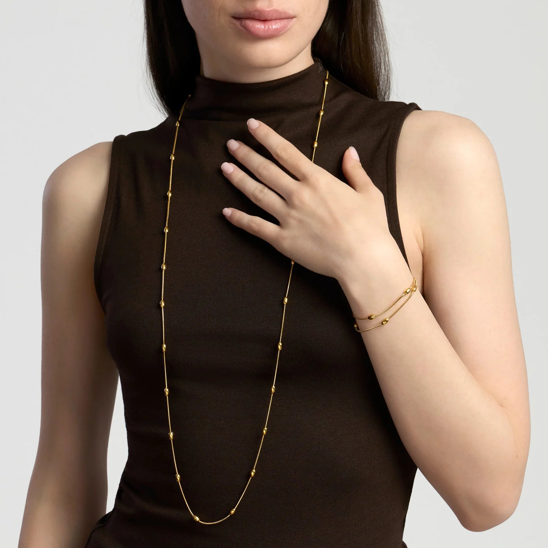 Kidult Style 85 | Bracciale in acciaio dorato con catene snake ed elementi ovali | 831330