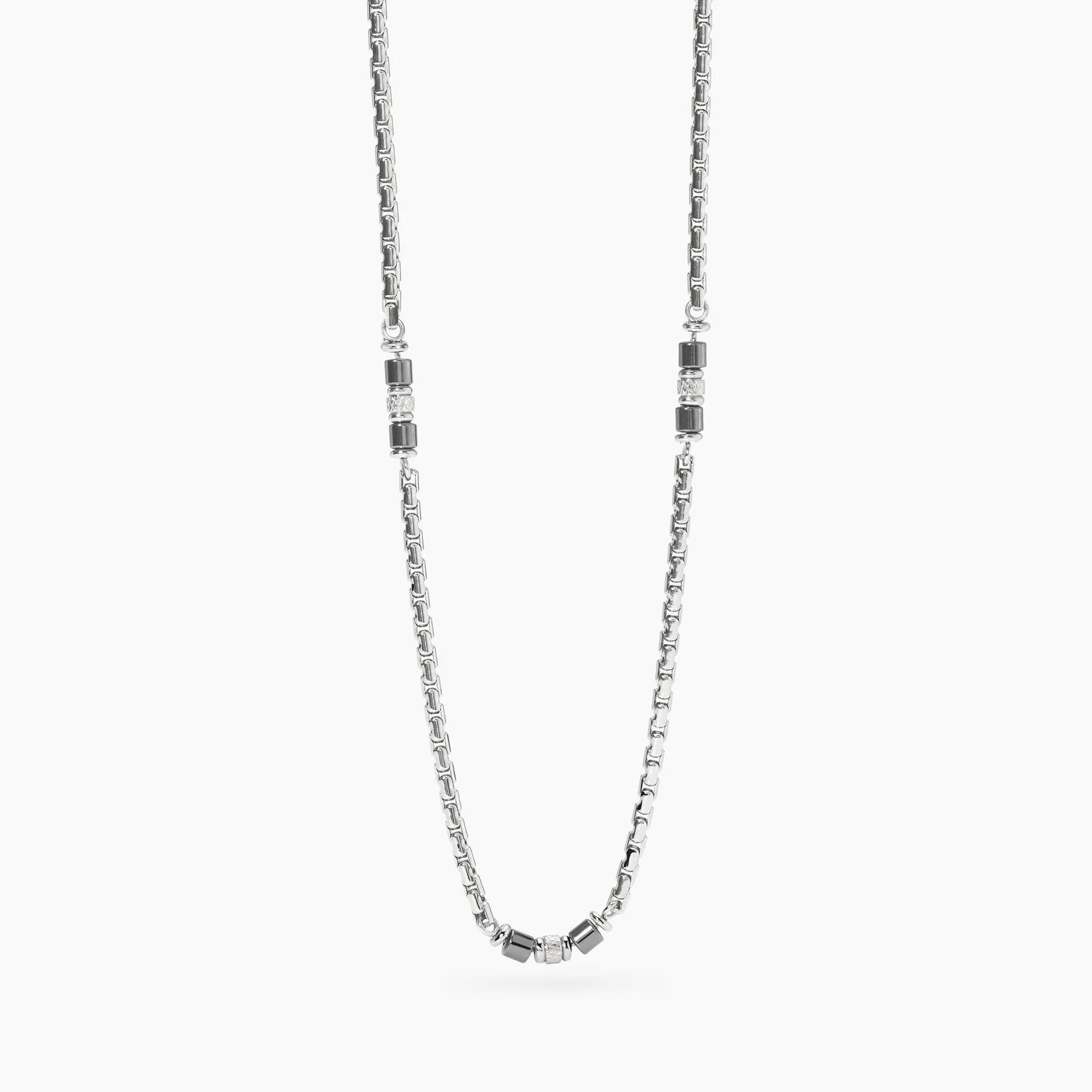 Kidult Style 03 | Collana con catena veneta in acciaio e ematite | 851082