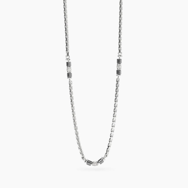 Kidult Style 03 | Collana con catena veneta in acciaio e ematite | 851082