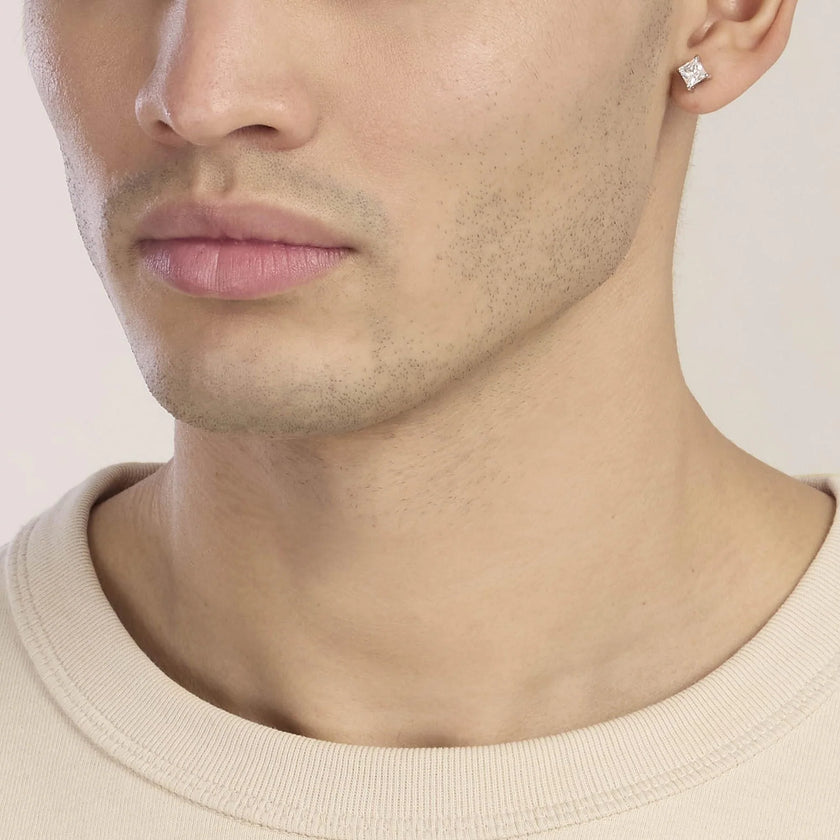 Kidult Style 53 | Orecchini punto luce da uomo in acciaio e zirconi bianchi | 861108