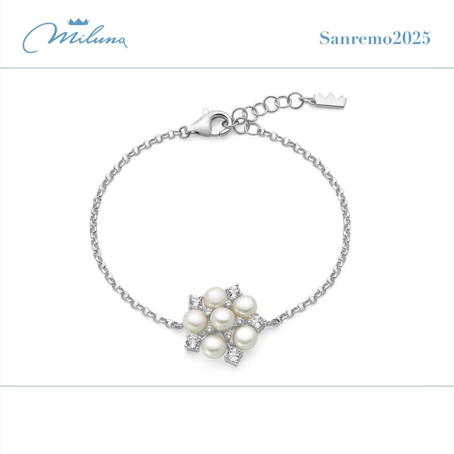 MILUNA | Bracciale di perle Unica con bouquet di perle Oriente | PBR3675