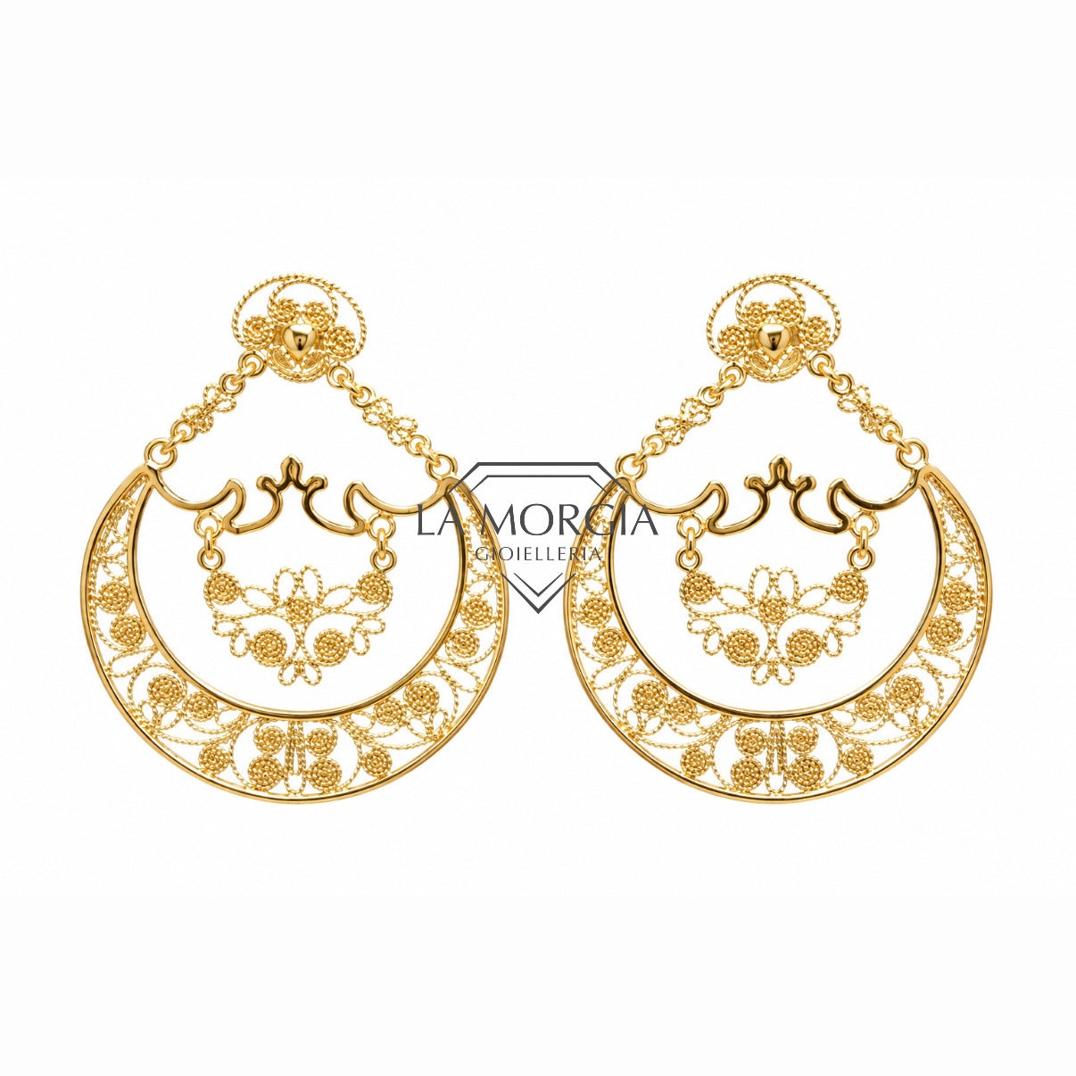 FILIGRANA | Orecchini Sciaquaije Abruzzesi Argento Dorato 925‰ medi | OR 058G