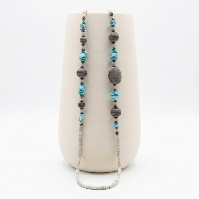 Gemmarium | Collana in Madreperla, Turchese ed Ematite | MDTUCOLL007