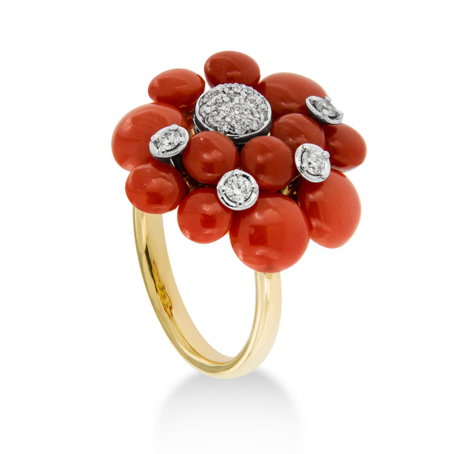 LuxGioielli | Anello in oro con corallo e diamanti | ANL3367V/C;GI