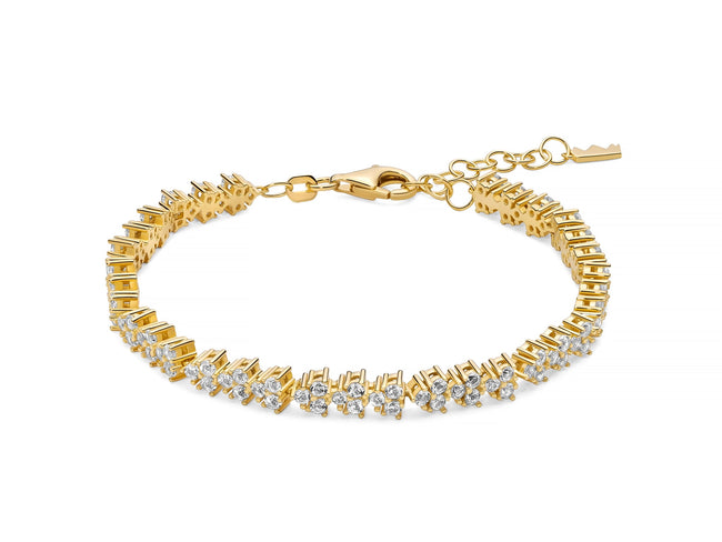 MILUNA | Bracciale Unica Neve con topazi bianchi e argento dorato | BRD1196G