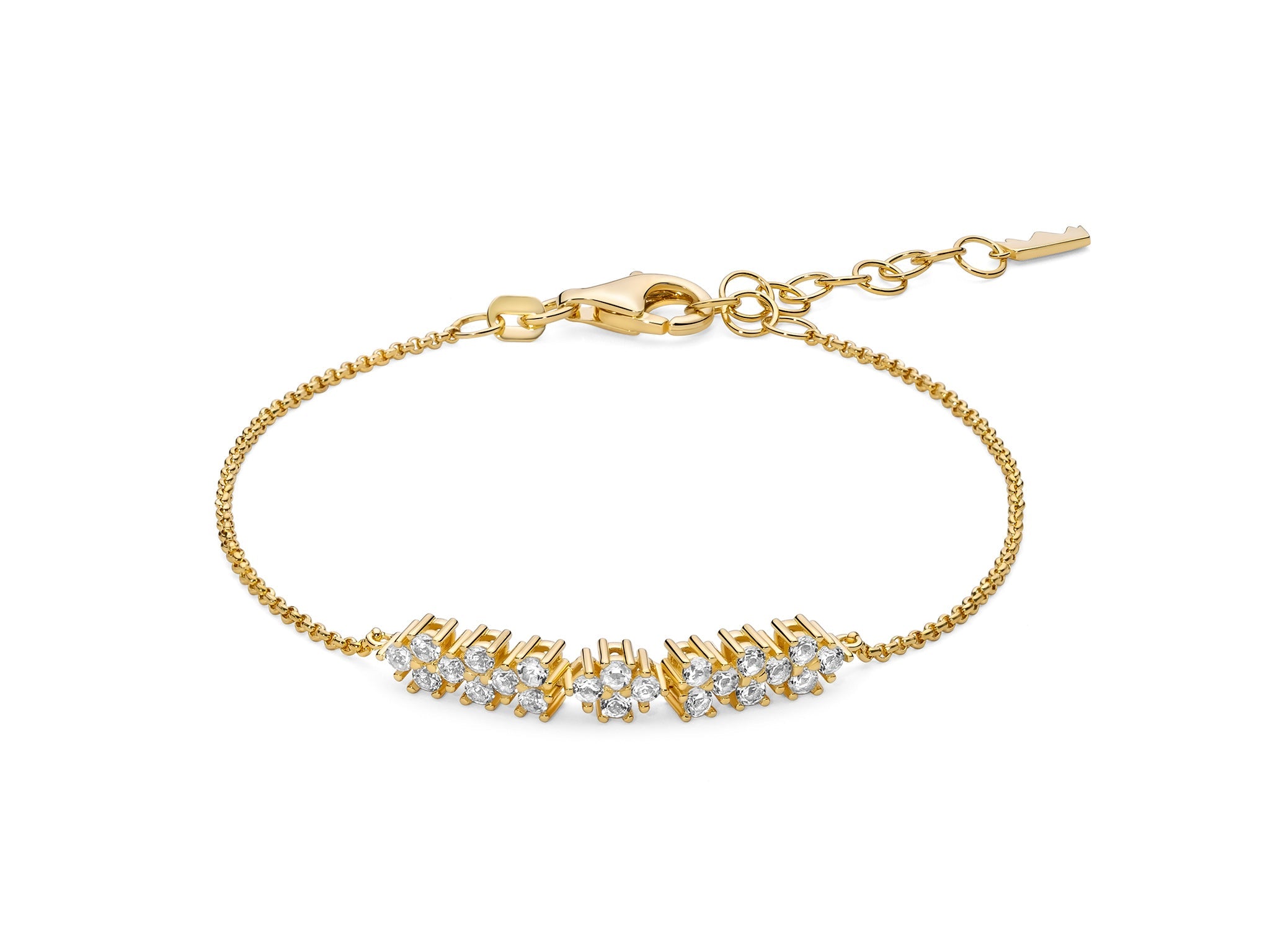 MILUNA | Bracciale Unica Neve con moduli di topazi bianchi e argento dorato | BRD1197G