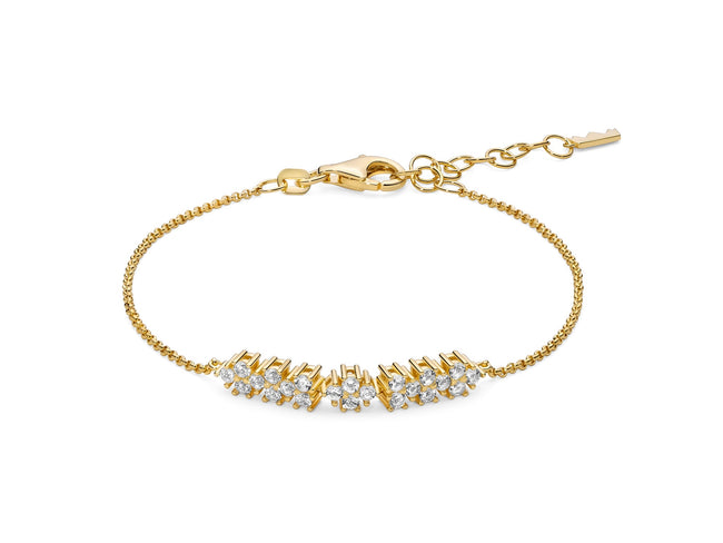 MILUNA | Bracciale Unica Neve con moduli di topazi bianchi e argento dorato | BRD1197G