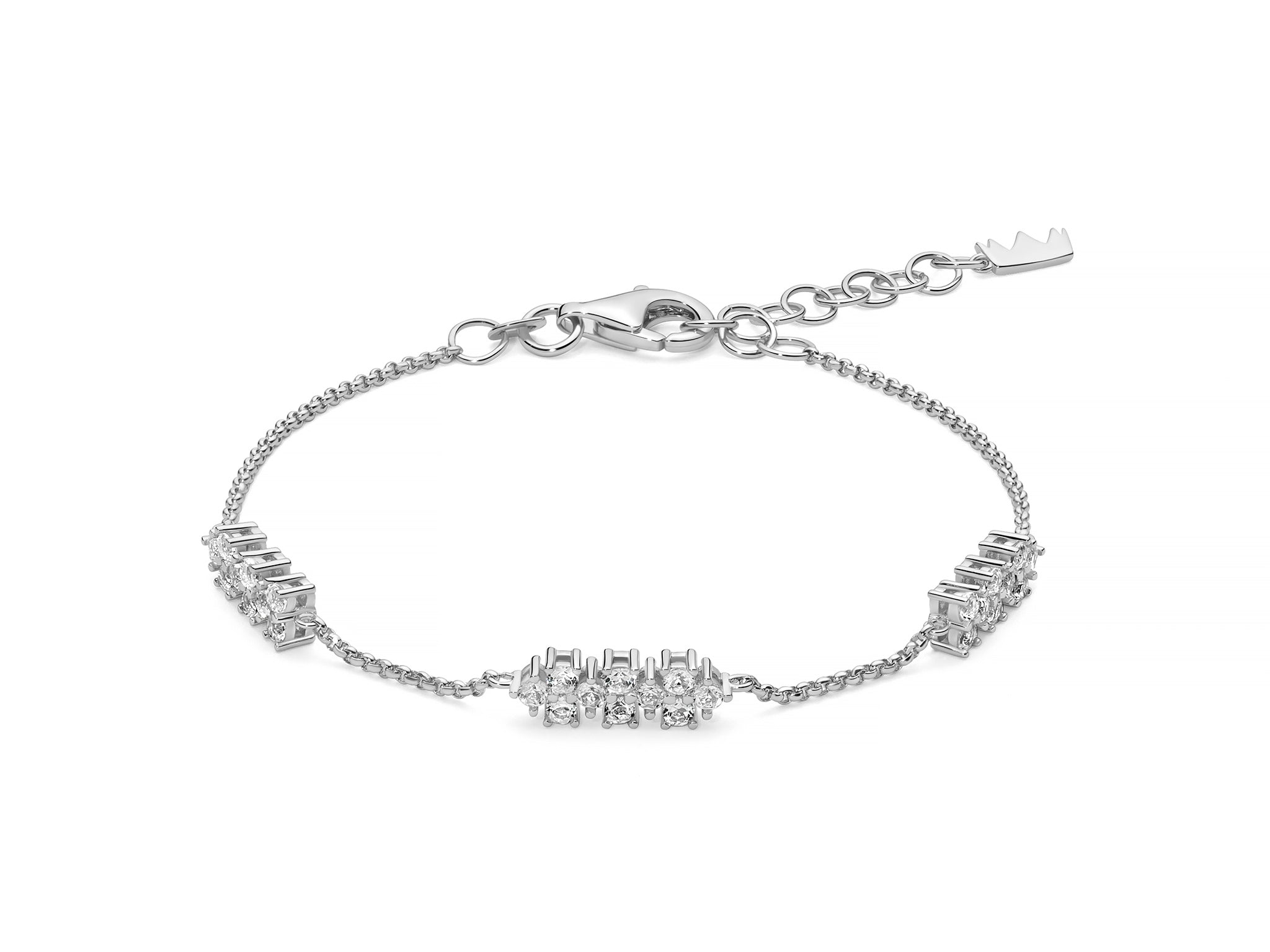 MILUNA | Bracciale Unica Neve con moduli di topazi bianchi e argento | BRD1198