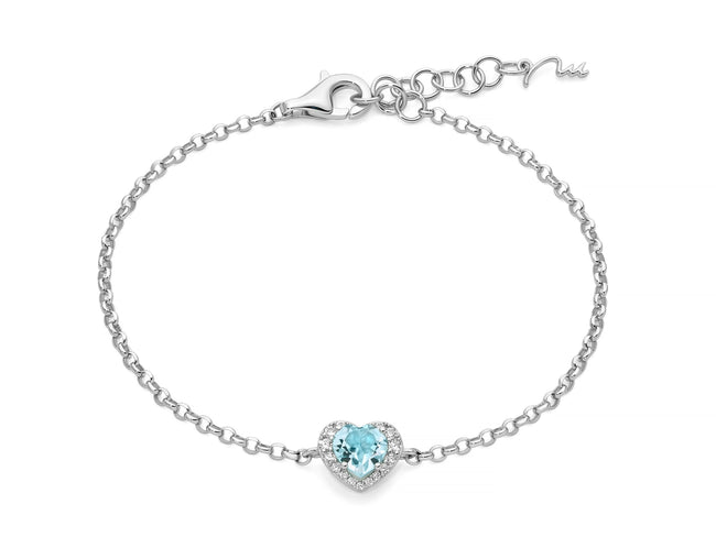 MILUNA | Bracciale con Gemma del Cielo a cuore piccolo e topazi bianchi in argento | BRD1252