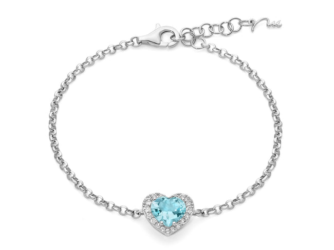 MILUNA | Bracciale con Gemma del Cielo a cuore medio e topazi bianchi in argento | BRD1253