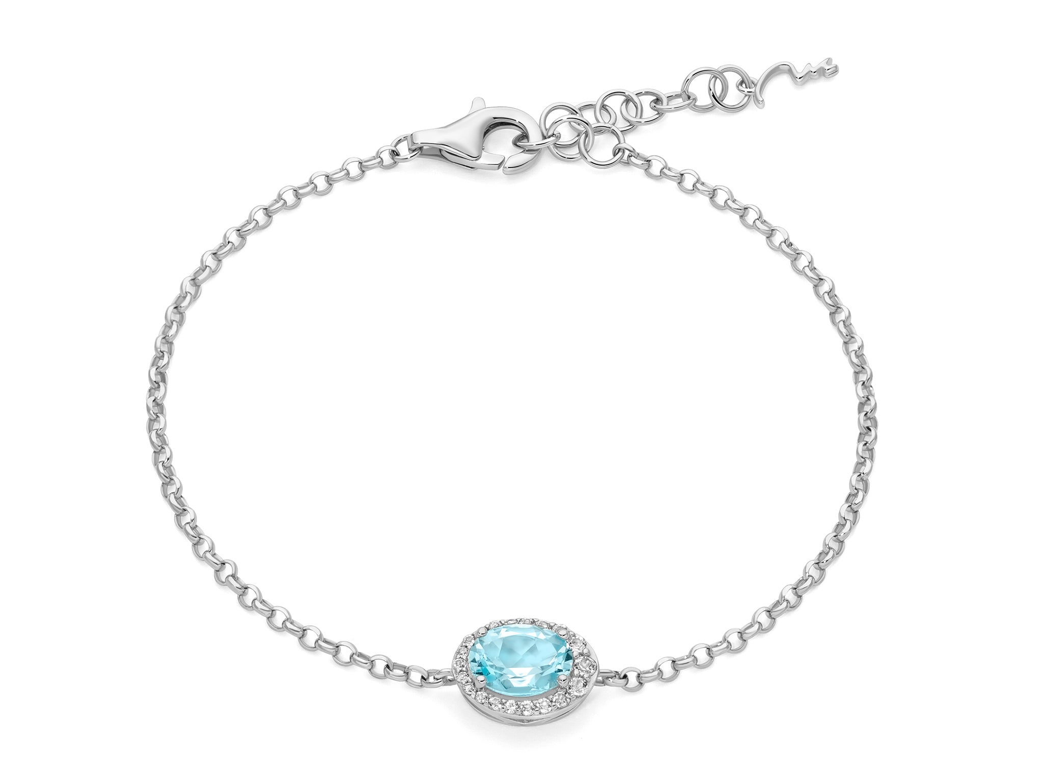 MILUNA | Bracciale con Gemma del Cielo ovale piccolo e topazi bianchi in argento | BRD1256