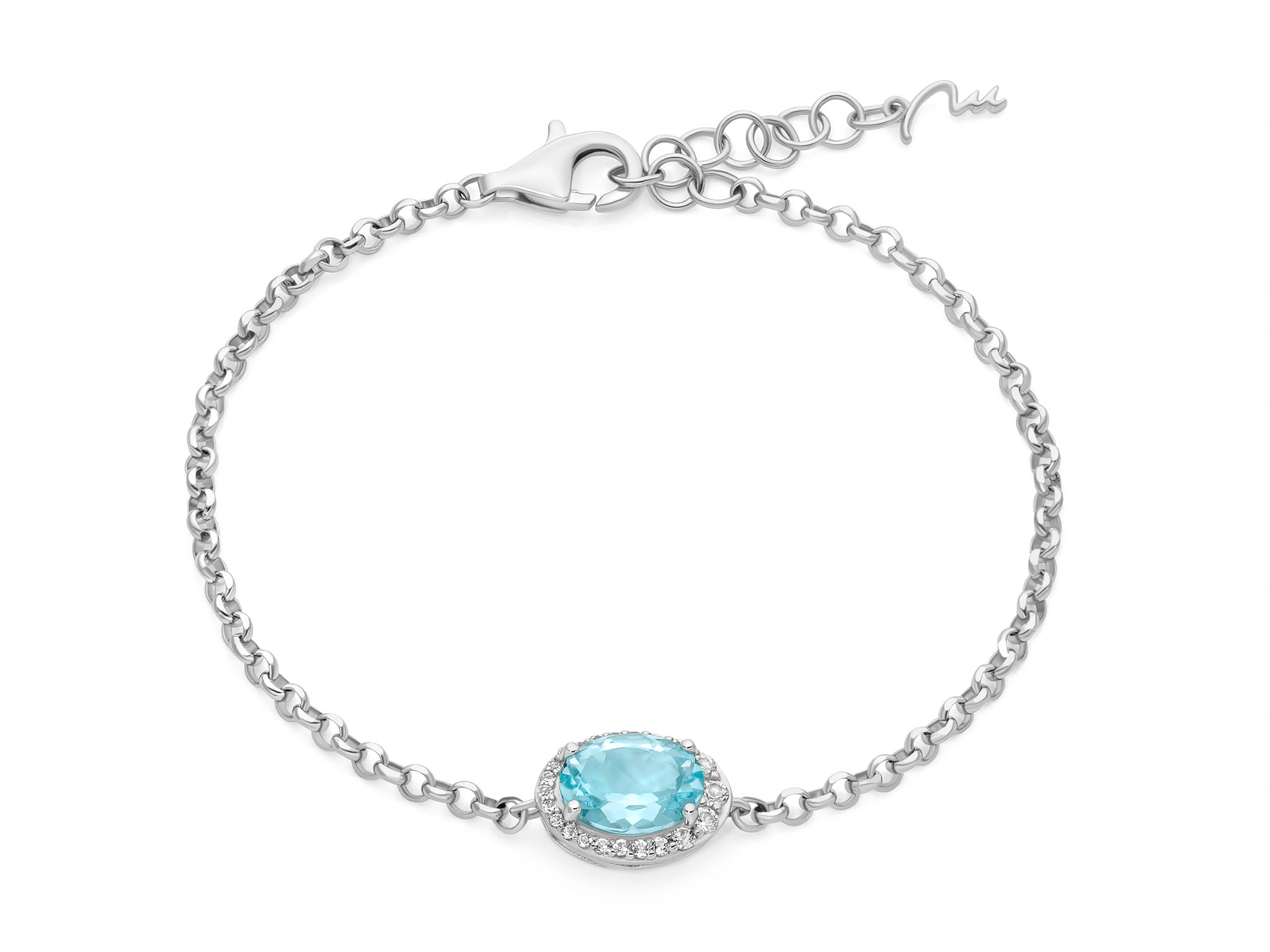 MILUNA | Bracciale con Gemma del Cielo ovale e topazi bianchi in argento | BRD1257