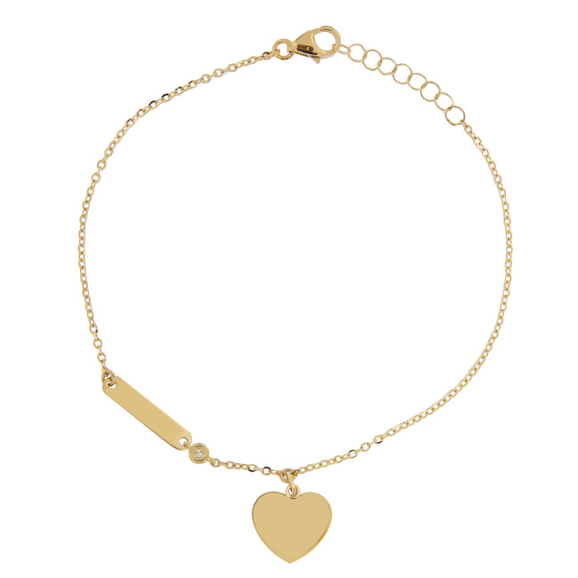 LuxGioielli | Bracciale Cuore Pieno con piastrina da incidere | BRD3457 0202; GI