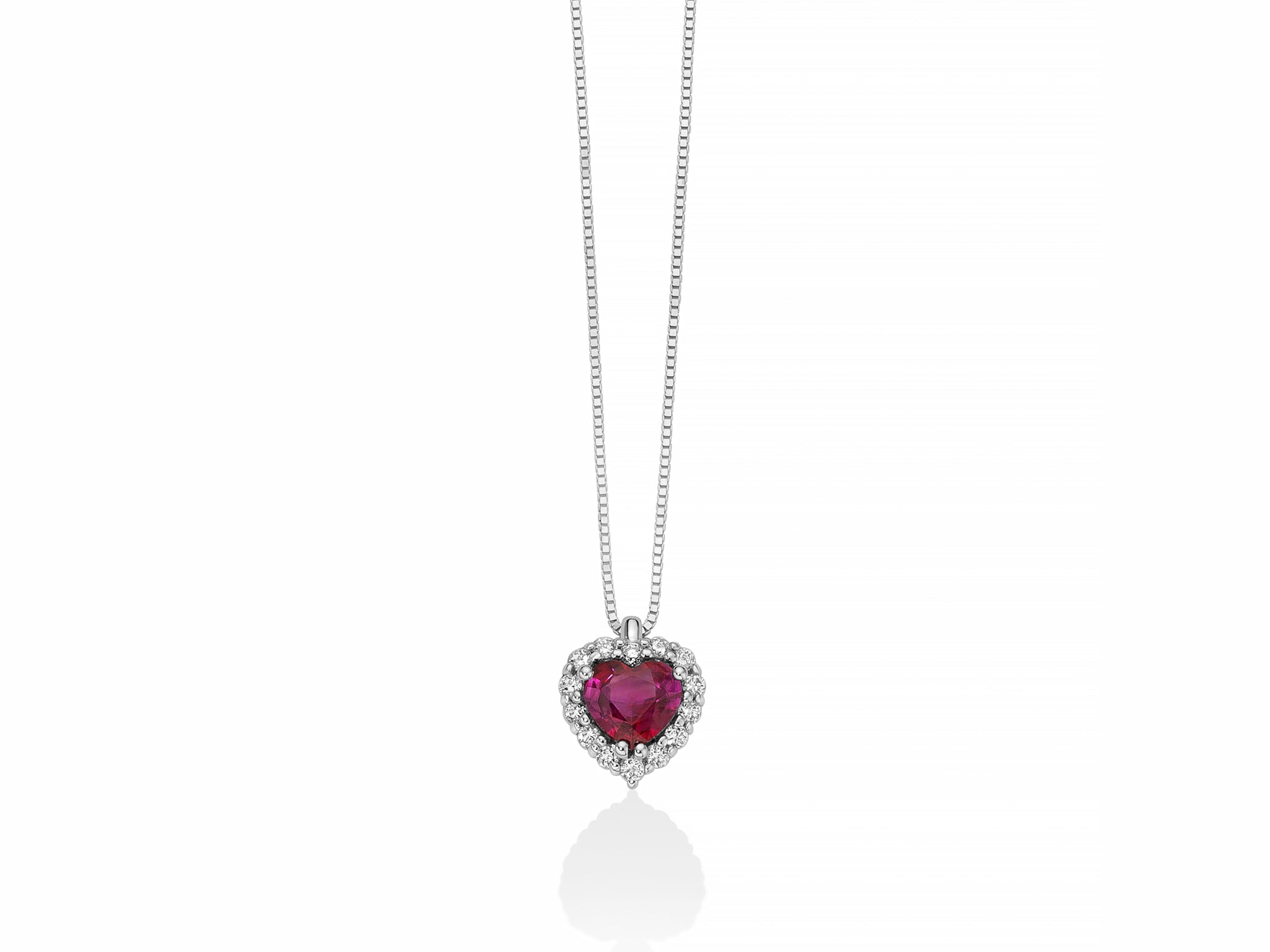MILUNA | Collana con rubino a cuore e diamanti in oro bianco | CLD4501