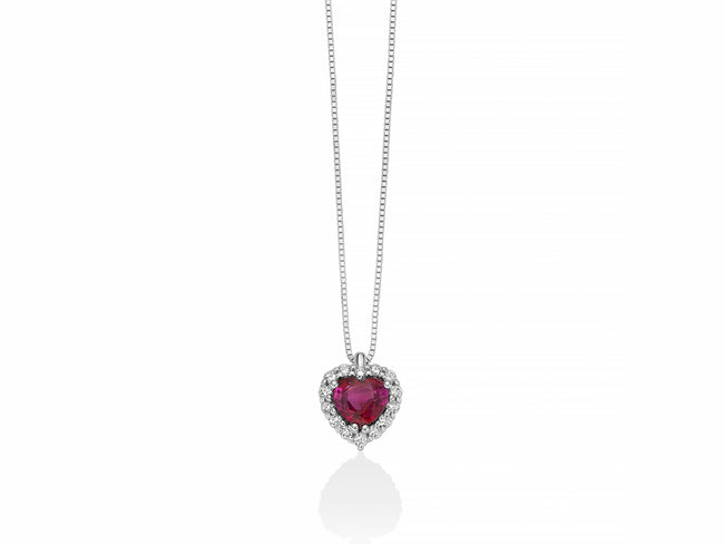 MILUNA | Collana con rubino a cuore e diamanti in oro bianco | CLD4501