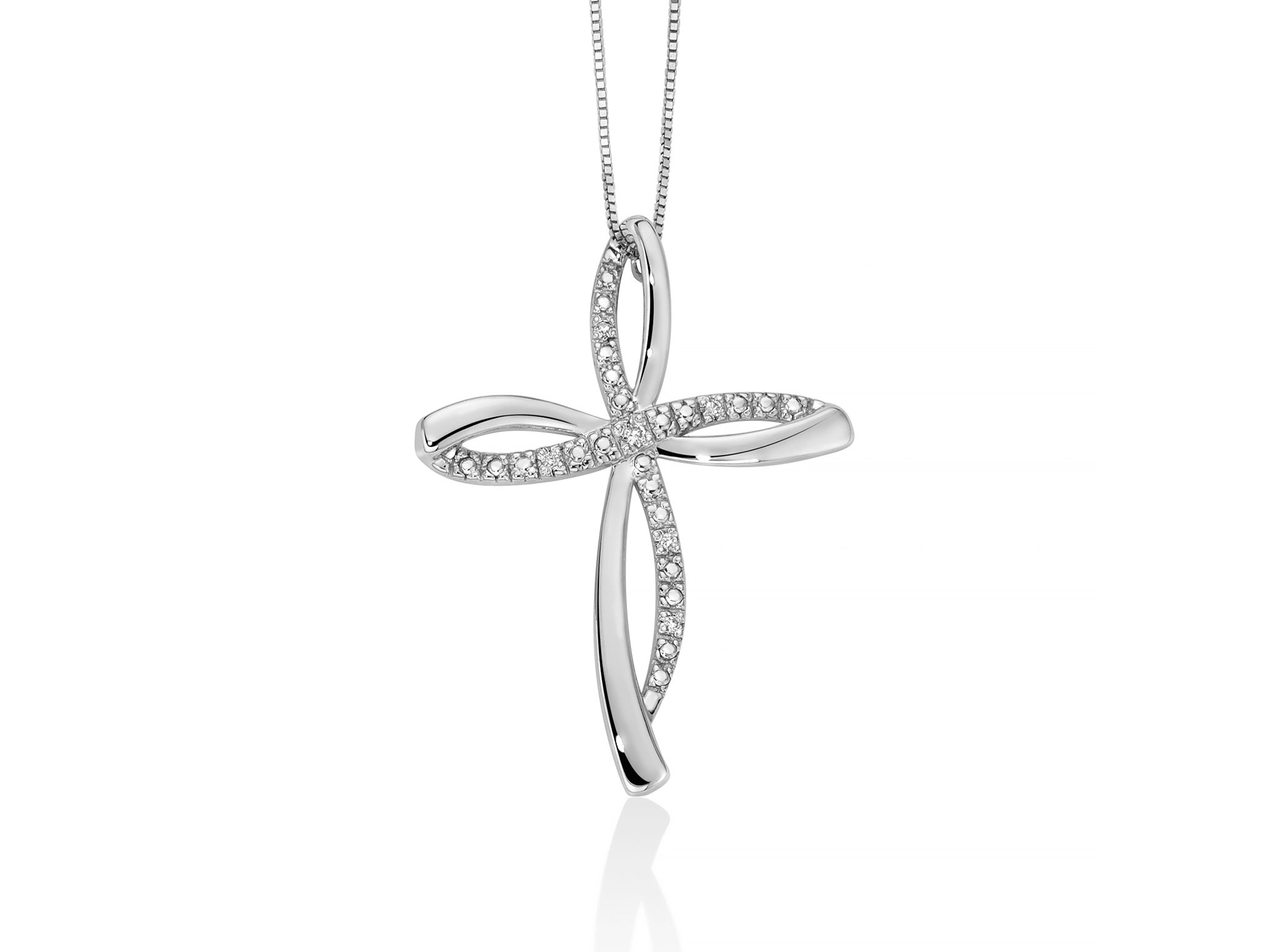 MILUNA | Collana in oro bianco con croce e diamanti | CLD4524