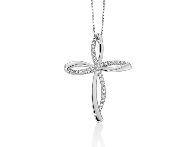 MILUNA | Collana in oro bianco con croce e diamanti | CLD4524