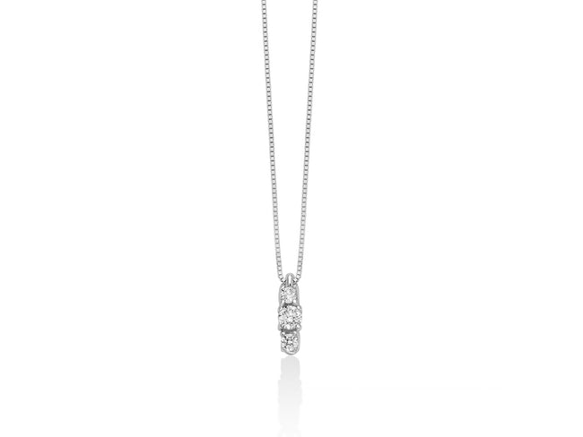 MILUNA | Collana trilogy di diamanti a scalare in oro bianco | CLD4552