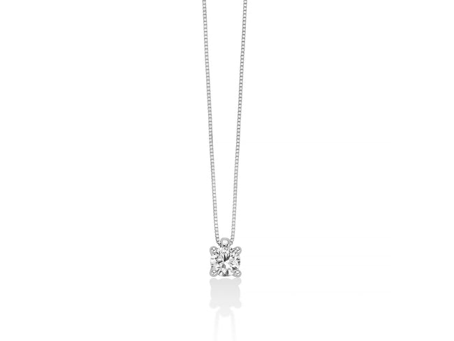 MILUNA | Collana punto luce con diamante in oro bianco 750 e design a griffe regolari | CLD4572