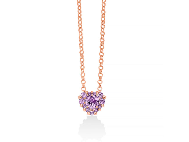 MILUNA | Collana in argento dorato e Ametista a cuore | CLD4803