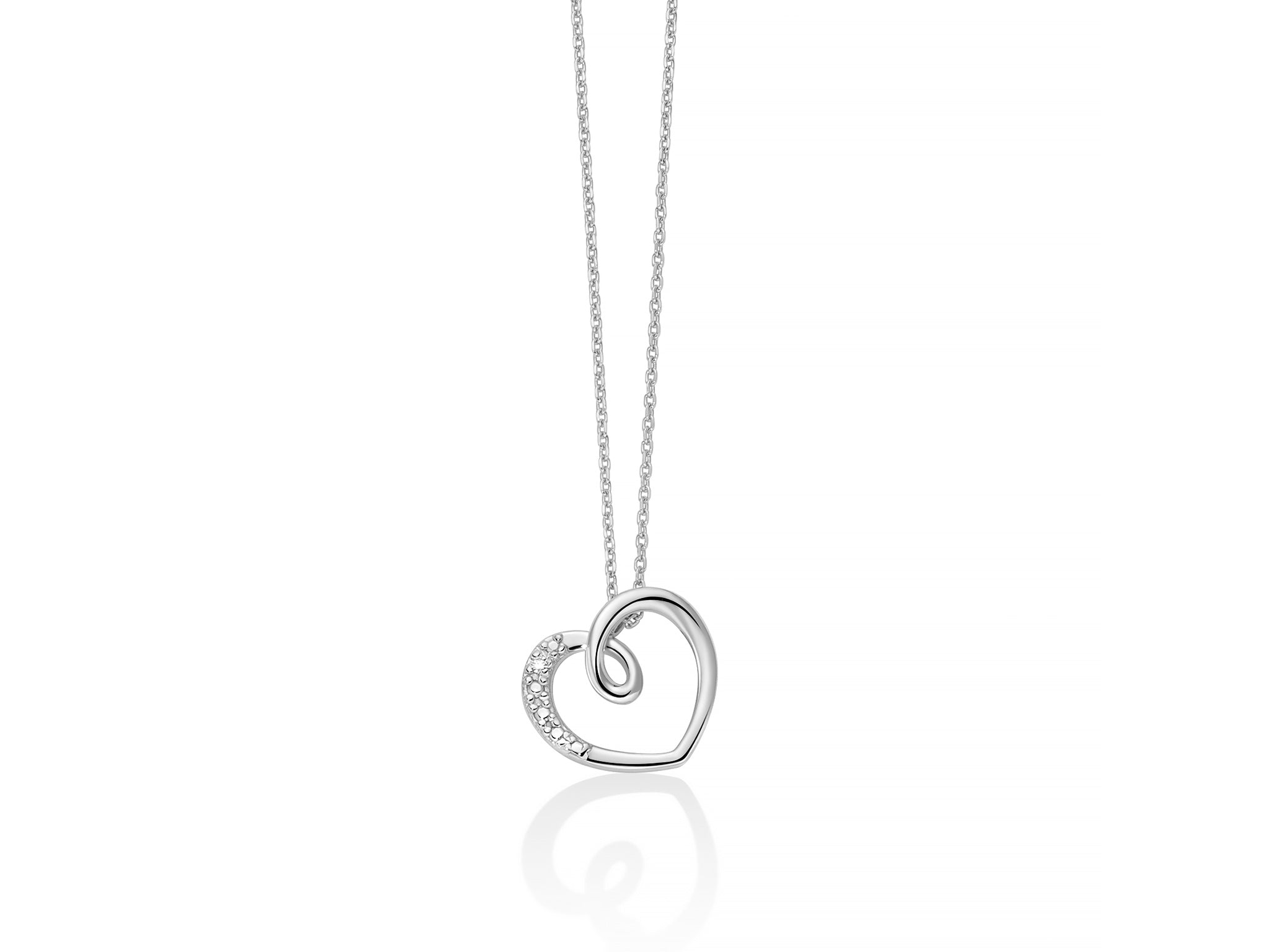 MILUNA | Collana in oro bianco 375 con pendente a cuore 10x11 mm e diamante | CLD4986X