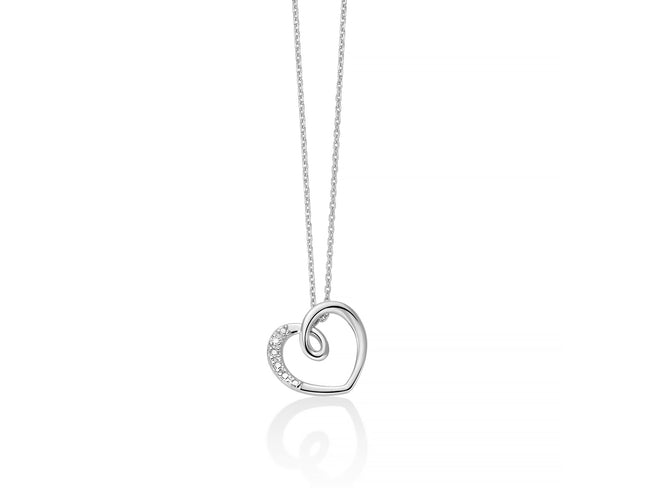 MILUNA | Collana in oro bianco 375 con pendente a cuore 10x11 mm e diamante | CLD4986X