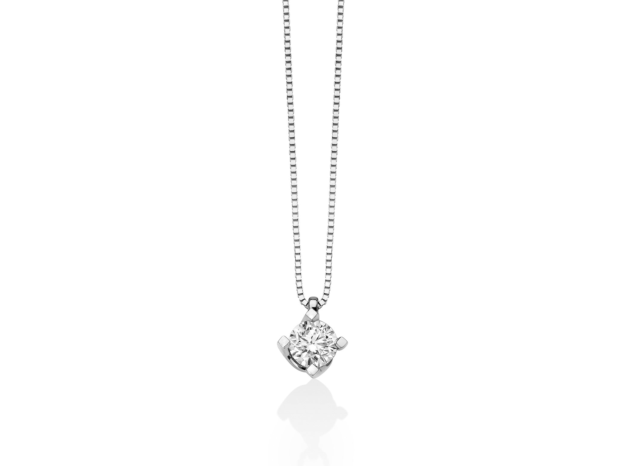 MILUNA | Collana con diamante punto luce a valentino in oro bianco | CLD5065