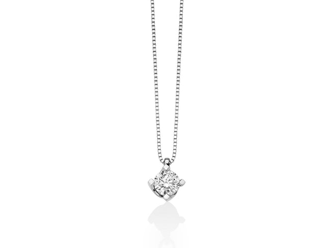 MILUNA | Collana con diamante punto luce a valentino in oro bianco | CLD5065