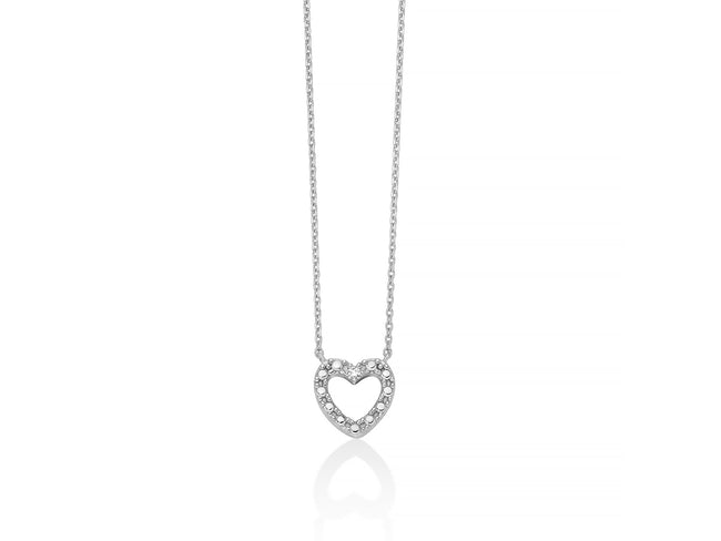MILUNA | Collana in oro bianco 375 con pendente a cuore 8x8 mm e diamante | CLD5091X