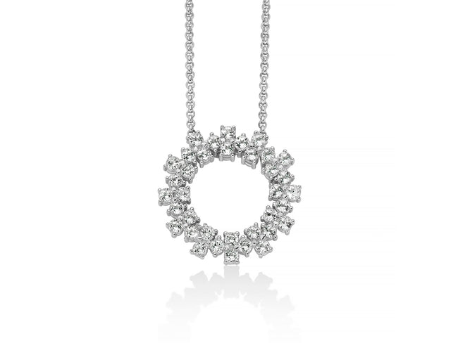 MILUNA | Collana Unica Neve con pendente tondo di topazi bianchi e argento | CLD5096