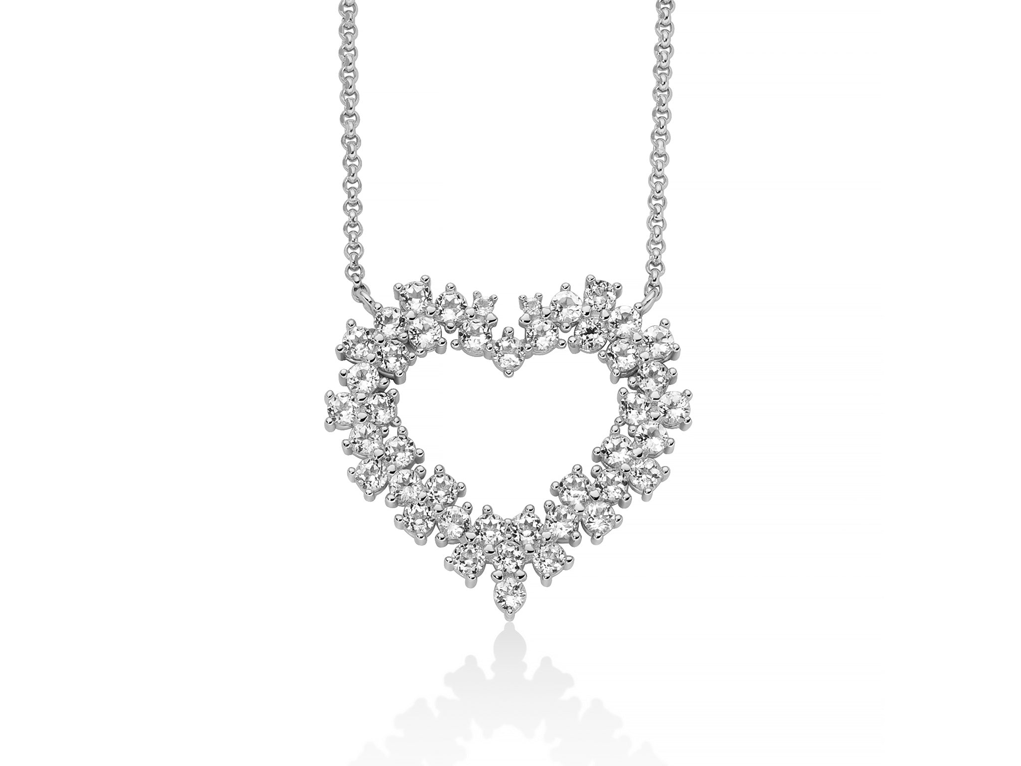 MILUNA | Collana Unica Neve con pendente cuore di topazi bianchi e argento | CLD5097