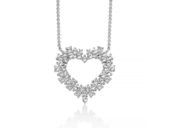 MILUNA | Collana Unica Neve con pendente cuore di topazi bianchi e argento | CLD5097
